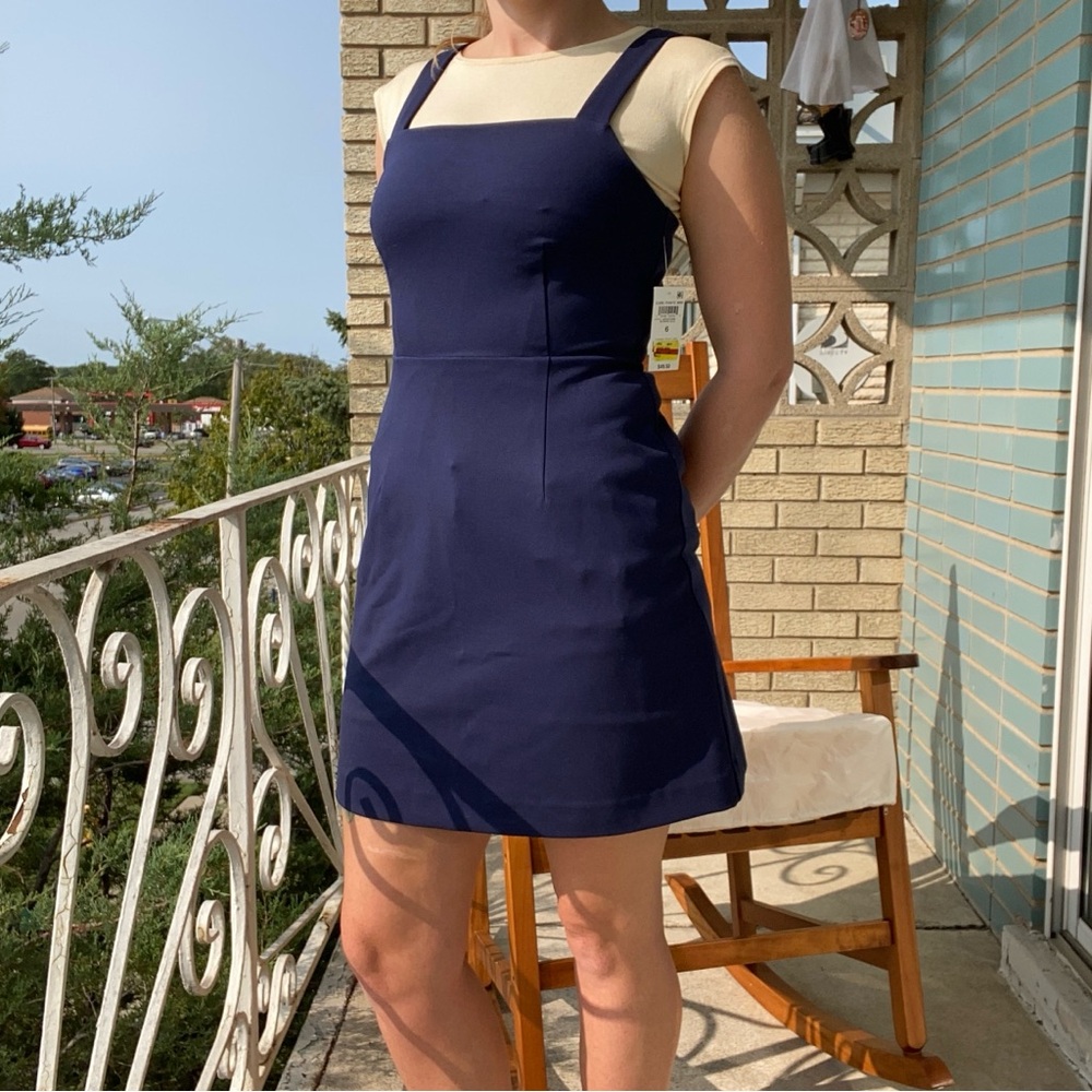 34th Navy Dress with square neck and A line
